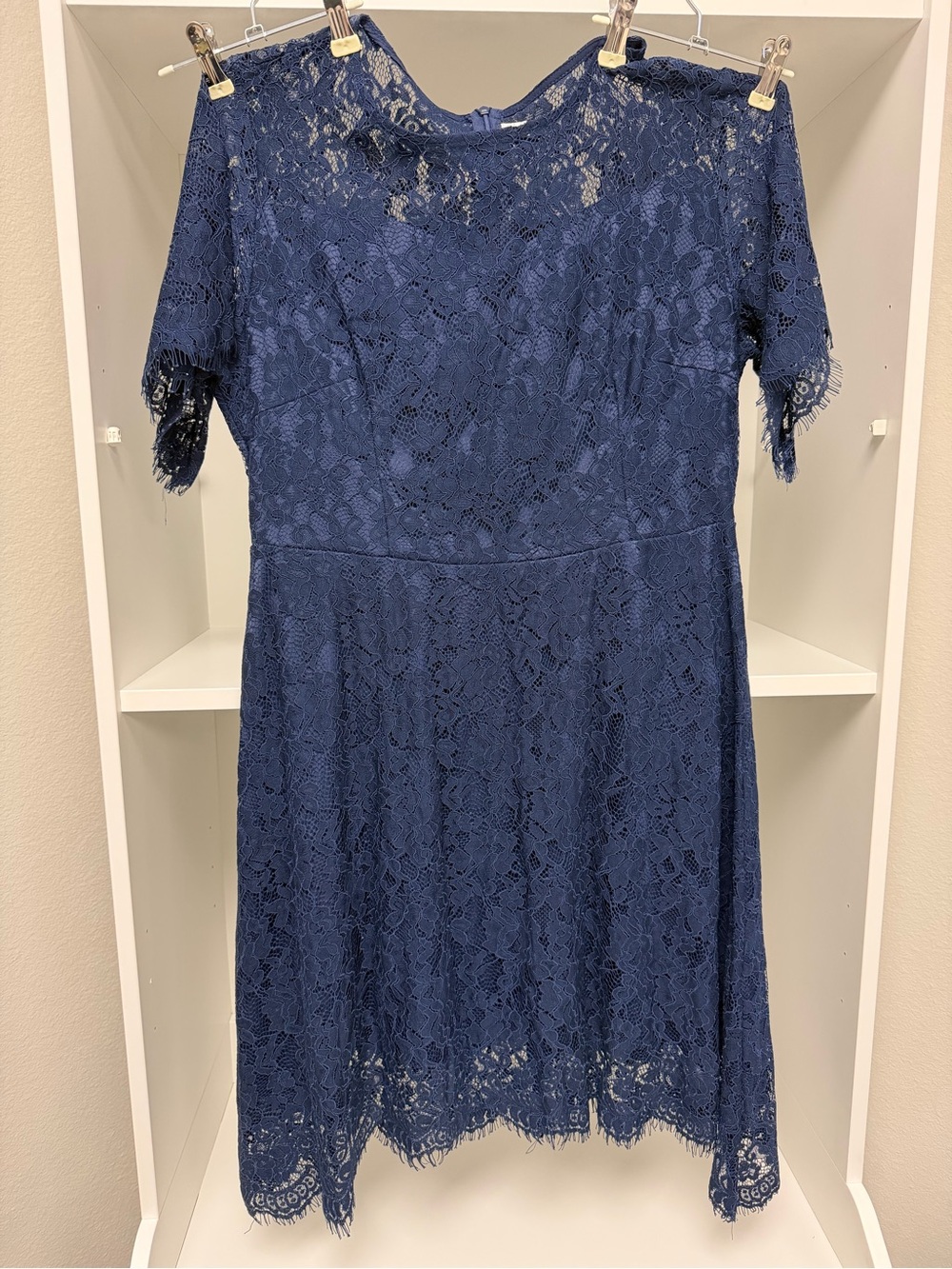 Navy Lace Short Sleeve Mini Dress